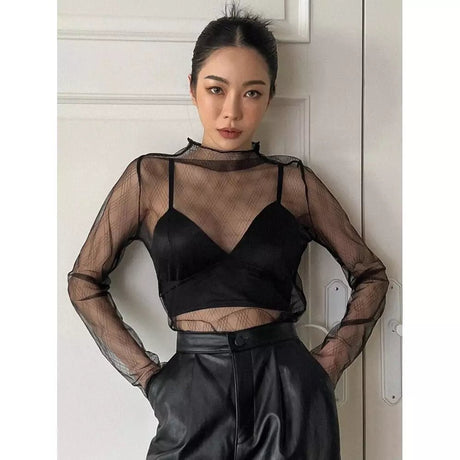 Mesh Top with Lining Without Bra