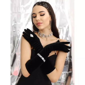 Long Velvet Gloves for winter