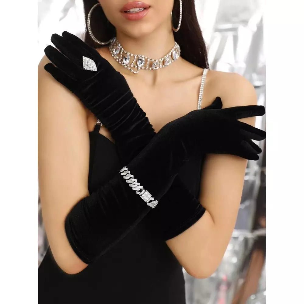 Long Velvet Gloves for winter