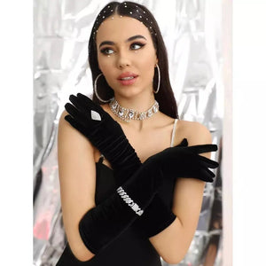 Long Velvet Gloves for winter