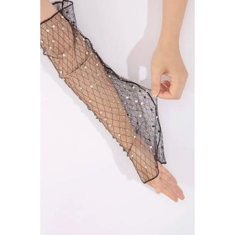 Rhinestone decor checks arm sleeves