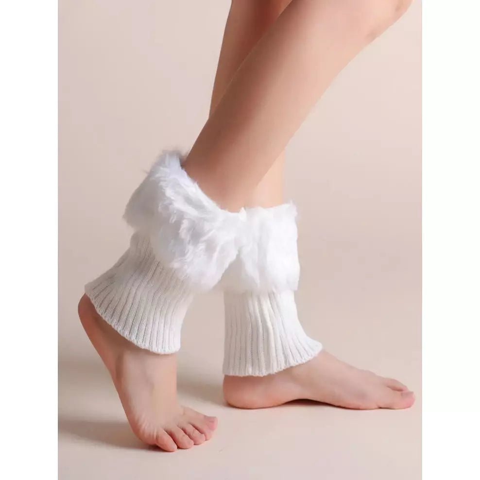 Fluffy decor Leg warmer gloves For Winters