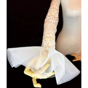 Hollow out Lace panel Bridal gloves