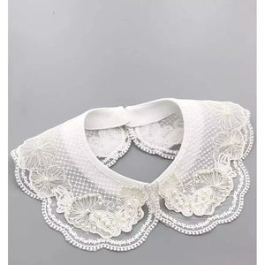 Embroidery Dickey Collar | White | Butterfly Design