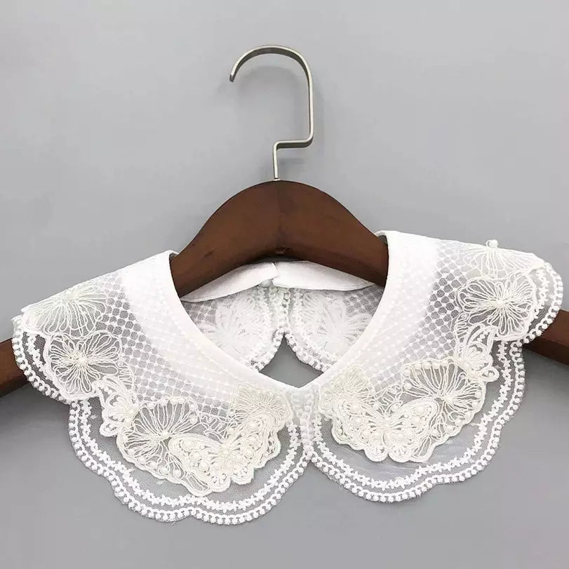 Embroidery Dickey Collar | White | Butterfly Design