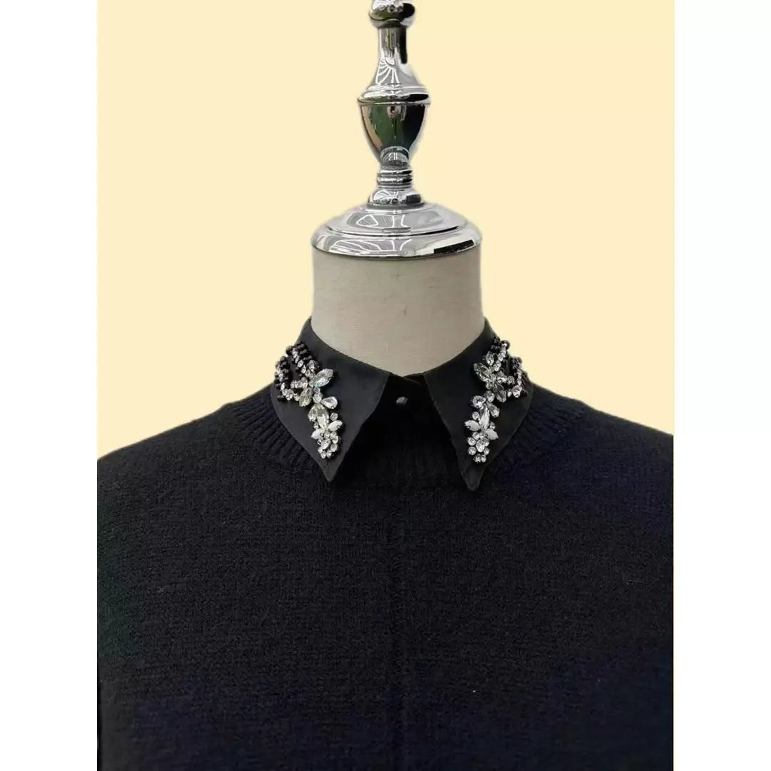 Rhinestone Dickey Collar | Black Design