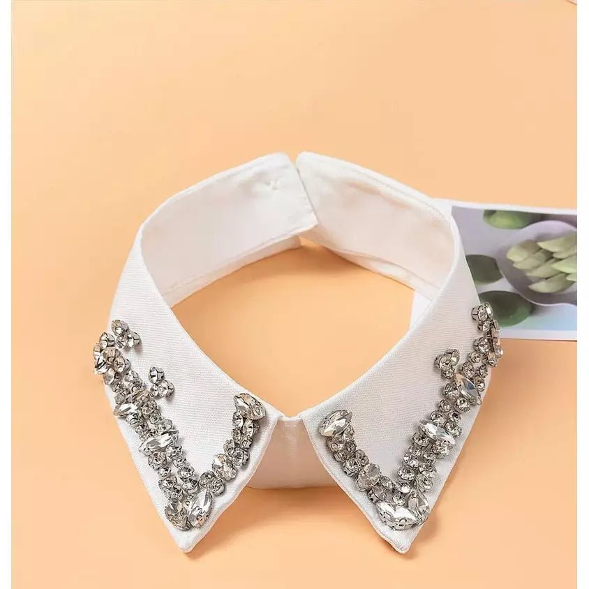 Rhinestone Dickey Collar | White