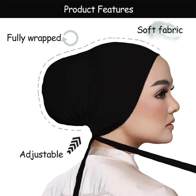 Women underscarf bonnet cap adjustable undercap