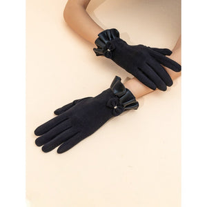 Leather bow decor for winter gloves