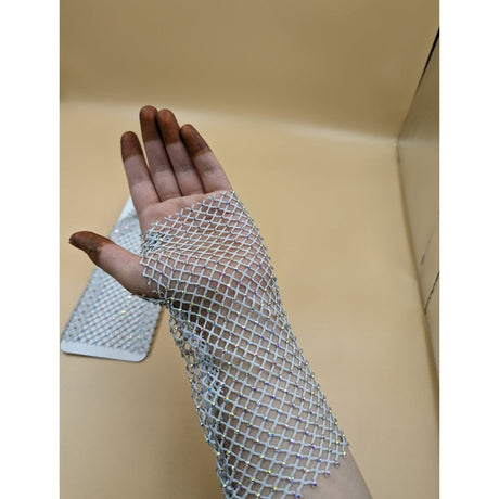 Fishnet Crystal Gloves for Women | Rhinestone Decor