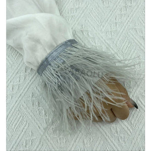 Womens feather cuff fur wristband كم ريش