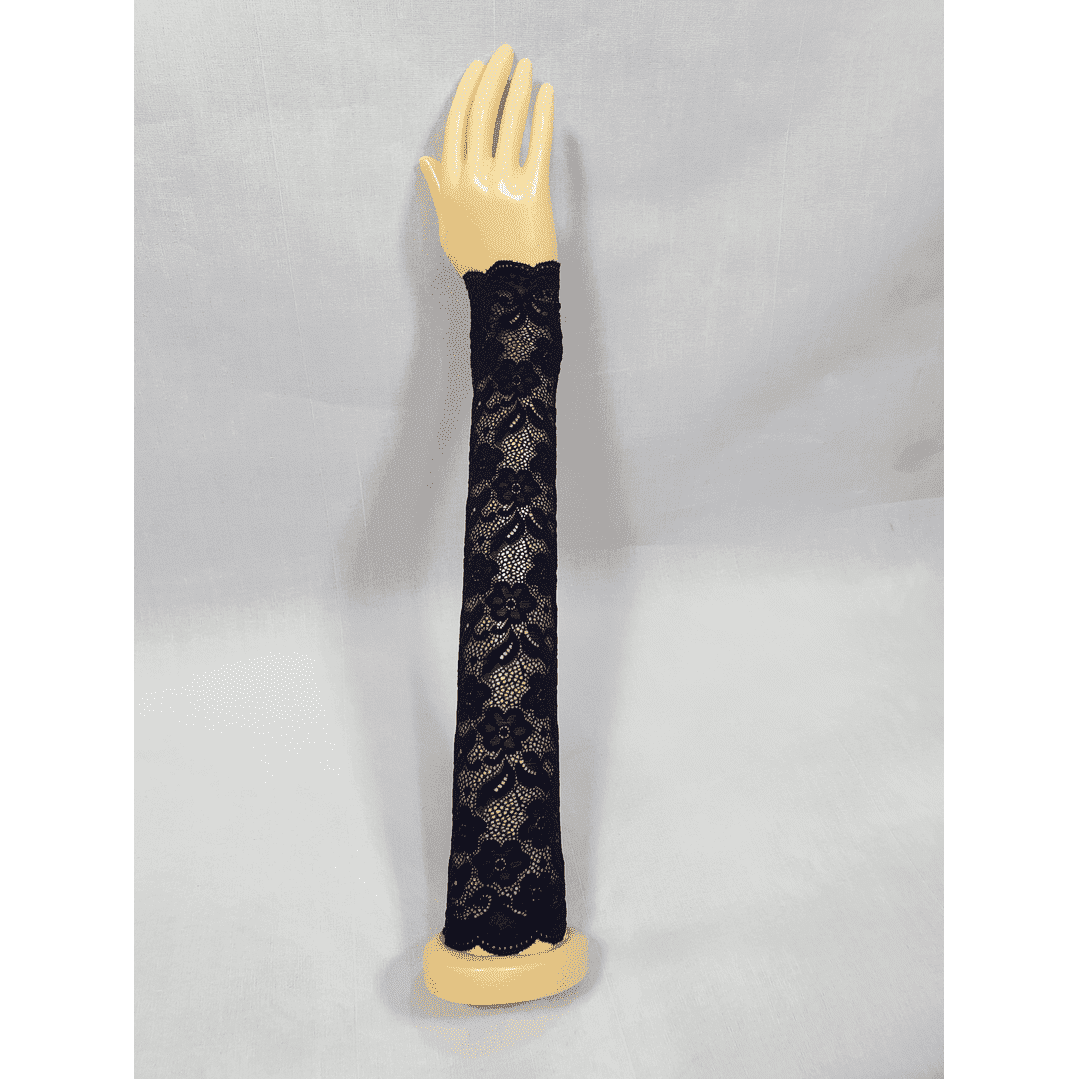 Lace gloves with floral design sleeves