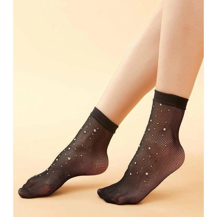 Rhinestone crystal fishnet socks