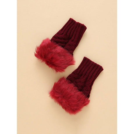 Trim Fluffy Knit Gloves Fingerless Winter gloves