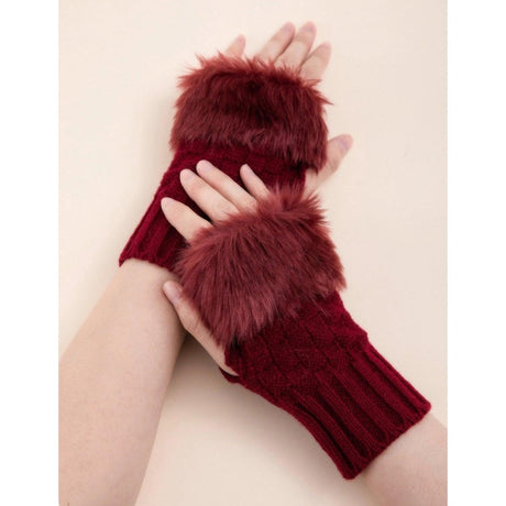 Trim Fluffy Knit Gloves Fingerless Winter gloves