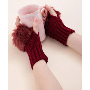 Trim Fluffy Knit Gloves Fingerless Winter gloves