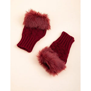 Trim Fluffy Knit Gloves Fingerless Winter gloves