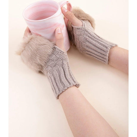 Trim Fluffy Knit Gloves Fingerless Winter gloves