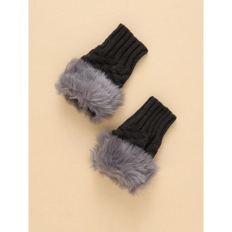 Trim Fluffy Knit Gloves Fingerless Winter gloves