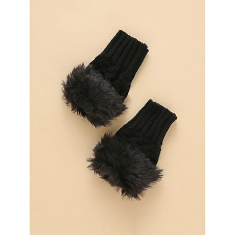 Trim Fluffy Knit Gloves Fingerless Winter gloves