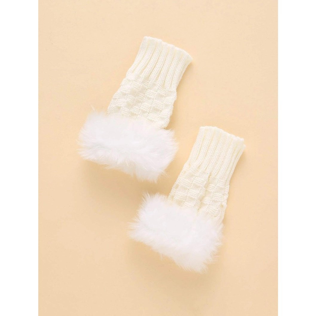 Trim Fluffy Knit Gloves Fingerless Winter gloves